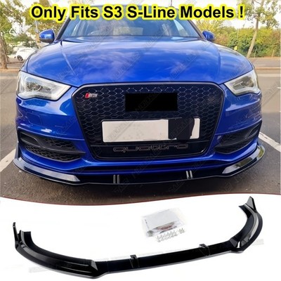 Gloss Black Front Bumper Lip Splitter For 2015 2016 AUDI A3 8V (Only S3 S-Line)