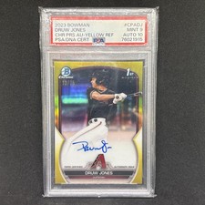 2023 Bowman - Chrome Prospect Autographs Druw Jones #CPA-DJ Yellow Refractor /75