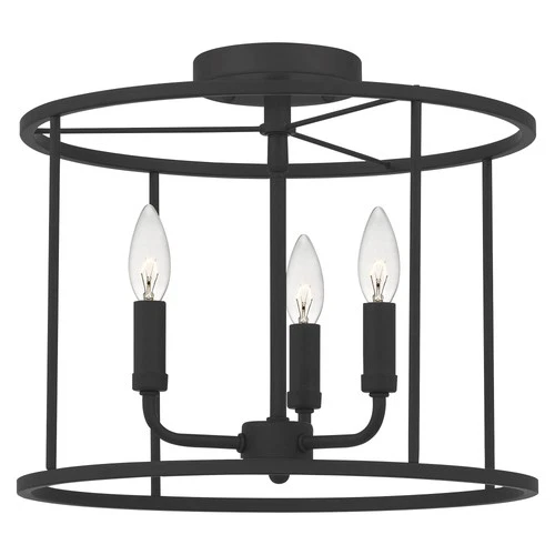 Quoizel Abner 14" Wide Matte Black 3-Light Ceiling Light - Picture 5 of 7