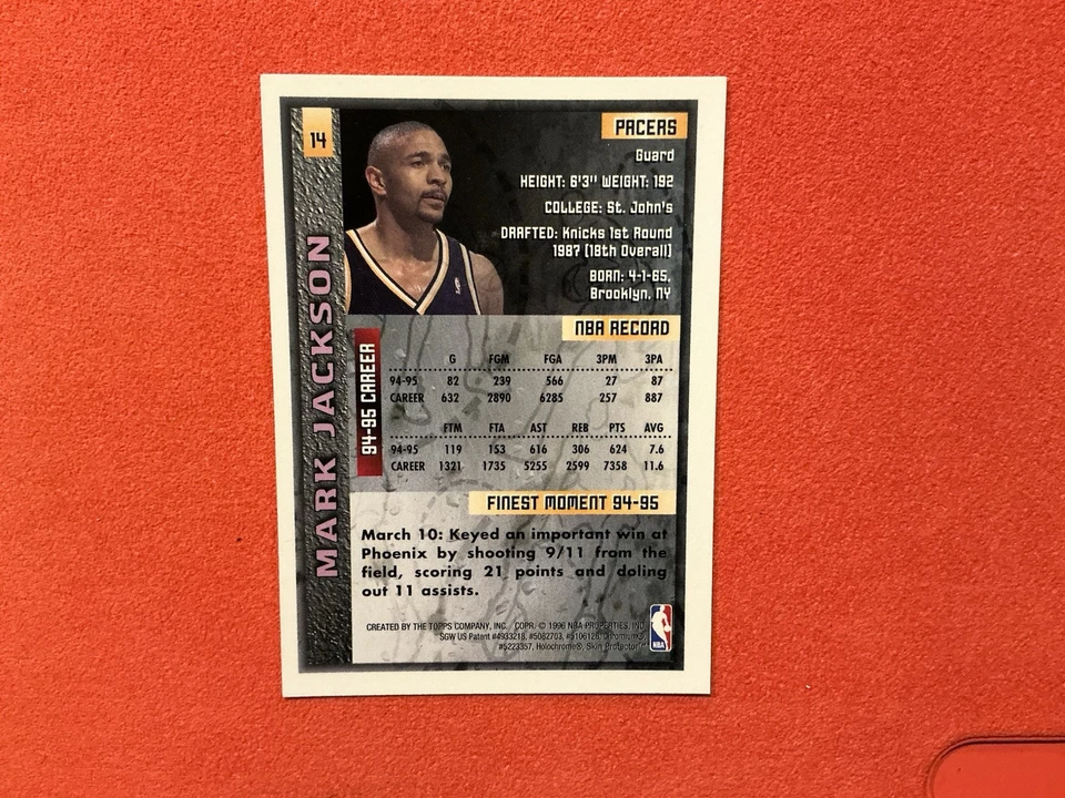 1995-96 Topps Finest 🔥🔥Mark Jackson #14 New York Knicks🔥🔥 - Image 2 of 2