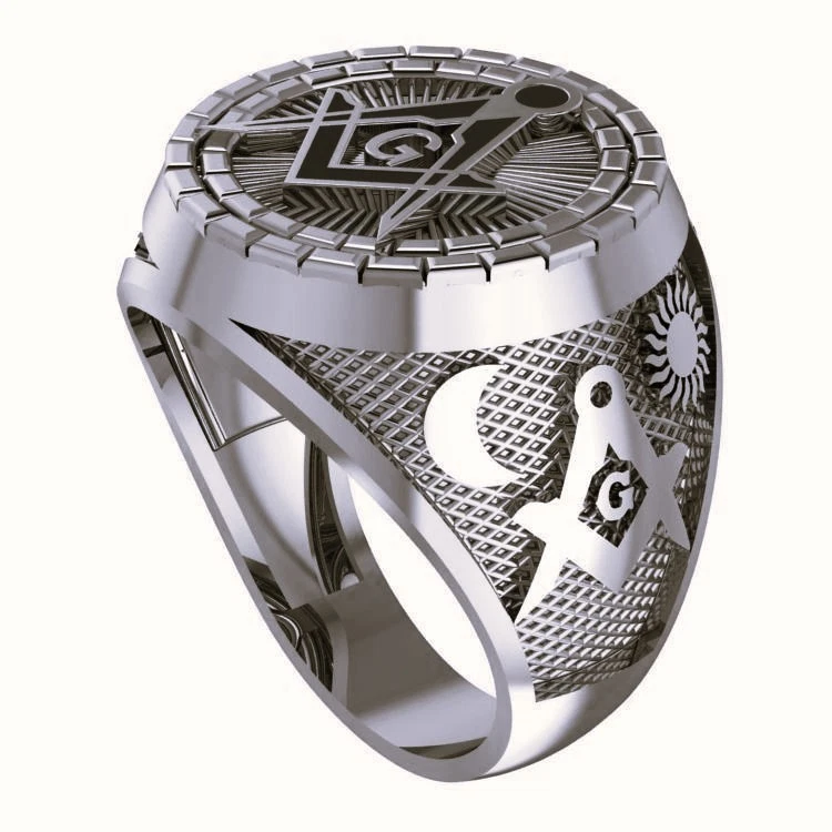 Masonic Ring Free Mason Ring Oxidize Masonic Symbol Band Masonic 925 Silver ring - Image 3 of 3