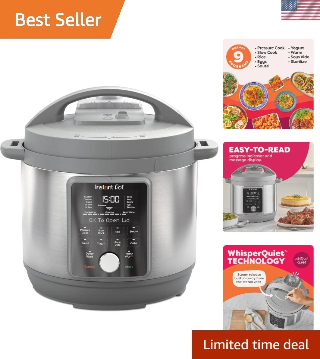 6-Qt Whisper Quiet 9-in-1 Electric Pressure Cooker