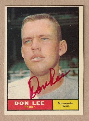 Don Lee signed 1961 Topps card #153-Minnesota Twins