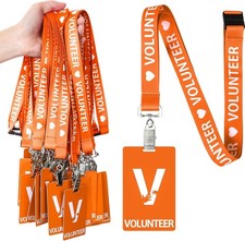 Volunteer Lanyard 25 Pack PVC ID Card Pass with Breakaway Neck Strap