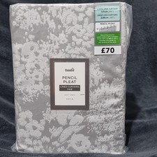 Dunelm Sofia Soft Grey Floral Pencil Pleat Curtains 90"x72", 66"x90" Pair