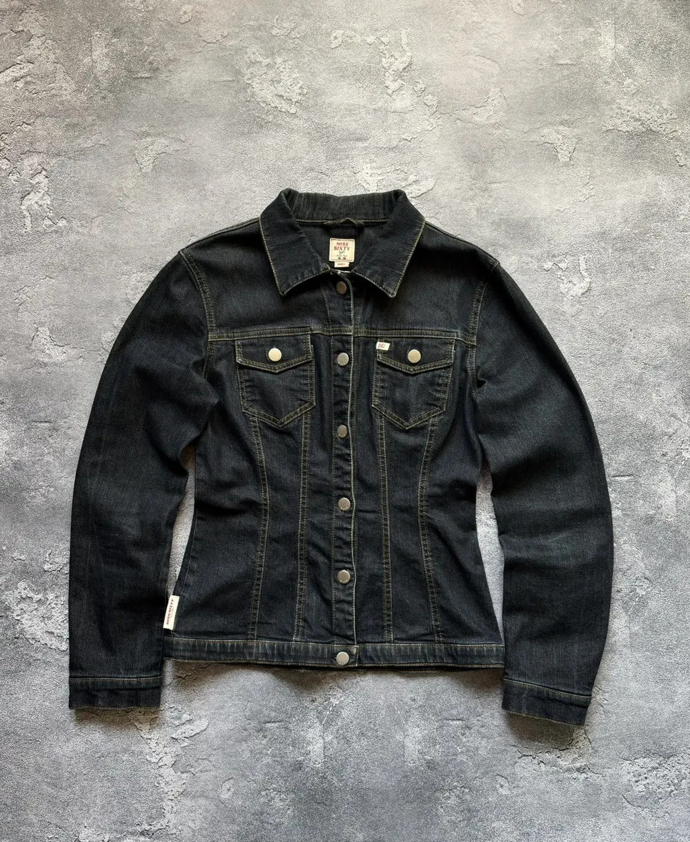 Crazy Vintage Miss Sixty Luxury Y2K Dark Wash Pretty Denim Jacket Size S