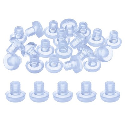 30Pcs Thick Glass Top Table Bumpers with Stem for 5mm Hole, Clear
