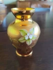 Vintage Murano Glass Cobalt Gold Hand Painted Small Vase