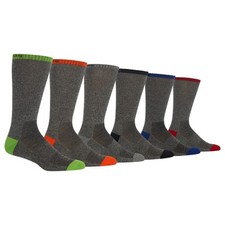 mens Solid Crew With Logo (6 Pack) Casual Sock, Grey Assorted, 6 12