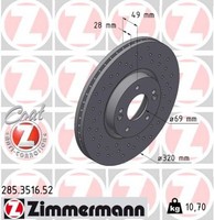 2X Zimmermann Bremsscheibe Sport Z 285.3516.52 FüR Hyundai Sorento FE Santa FÉ 2