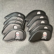 Black Skull Synthetic Leather Golf Iron Head Covers Set of 10