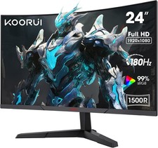 KOORUI 24 Inch Gaming Monitor, 180Hz Curved Monitors, FHD 1080P VA 1ms 1500R PC