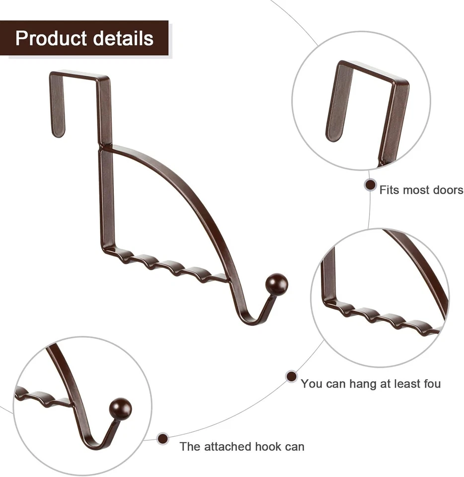 2 ganchos sobre la puerta ganchos sobre la suspensión de la puerta ganchos de valet resistentes (bronce) Foto 3 de 4