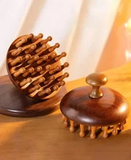 Natural Sandalwood Material Wide-Tooth Comb Scalp And Body Massage Function*