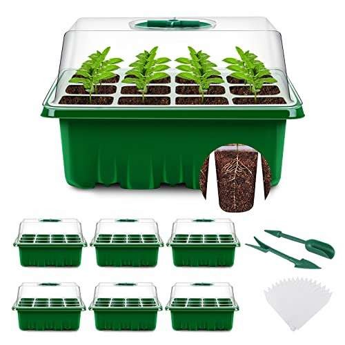 YAUNGEL Seed Trays, 6 Pack 72 Cells Propagator Growing Thicken Seedling