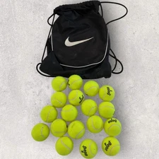 Lot of 18 Tennis Balls Used Once + Nike Drawstring Bag Practice Training Set
