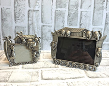 Pewter Colored Photo Frames Noah's Ark Baby Toddler Holds Photo 3x3", 3.5x5.5"