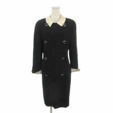 GENNY One Piece Coat F42 Black Ivory Long Sleeve Bicolor Collar AB Condition