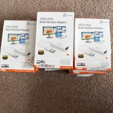 j5create USB to VGA Adapter Cable 1080p HD Multi-Monitor Display Windows Mac ...