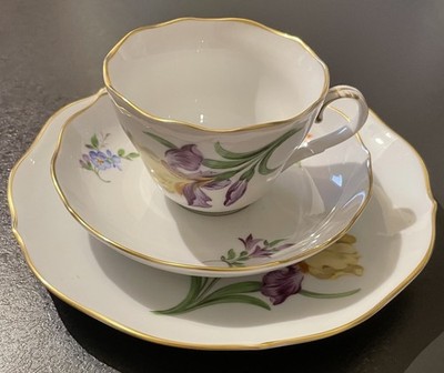 Mokka Service Porzellan MPM Saxonia Handgemalt (Tasse+Teller+Untertasse) Nr.300