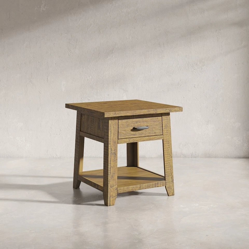 Telluride Rustic Farmhouse Solid Wood End Table with Storage - Image 4 of 4