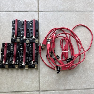 7 Pcs USB3.0 PCI-E 1x to 16x Powered GPU Riser Extender Adapter Card VER 009s