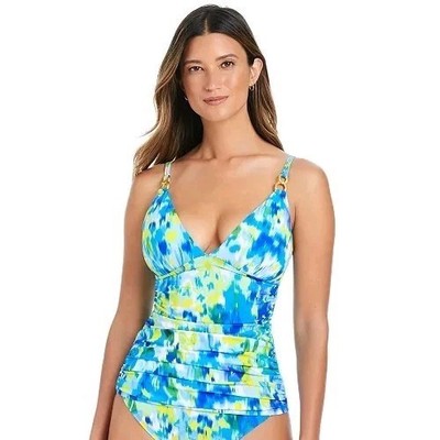 NWT Bleu by Rod Beattie Womens Lifes A Beach Printed Cool Tankini Top SIZE 10