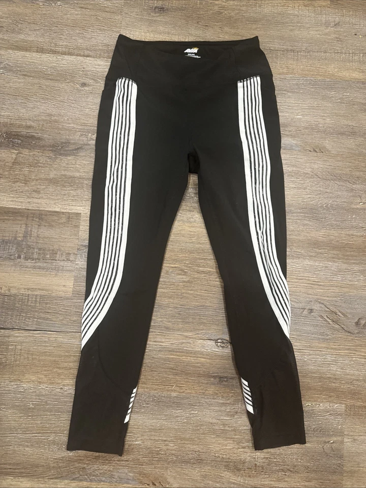 Leggings Avia para mujer medianos negros blancos a rayas ropa deportiva talla 4-6 Foto 3 de 4