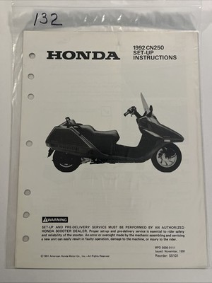 1992 Genuine Honda HELIX CN250 Set-Up Instructions Manual Guide Paperwork #132