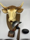 Vtg Copper Bell Cow Wind Chime Door Bell German Old World Wall Mount Charming