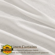White Linen Cafe Curtains 34x24 Inch 2 Panels Pinch Pleated