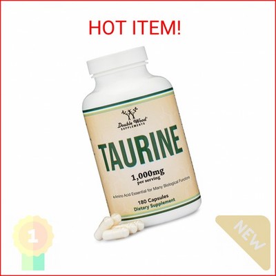 Taurine Supplement 1000mg Per Serving, 180 Capsules - Amino Acid Studied to Supp