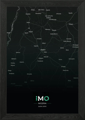 Imo, Nigeria Map Art Framed Wall Art Poster Canvas Print Picture