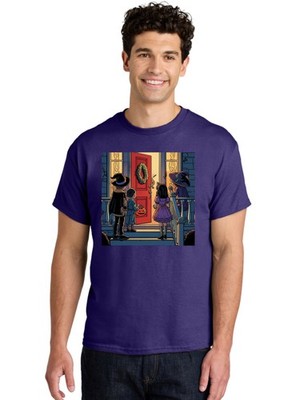 Children-Trick-Or-Treating Mens Graphic Tee,100% Cotton,Casual Summer Wear