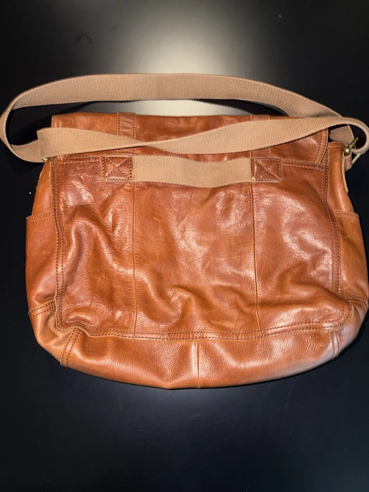 Fossil Leather Messenger Bag Brown Crossbody Shoulder Laptop Work Satchel - Image 3 of 4