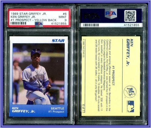 PSA 9 1989 Star #1 Prospect Yellow Back #6 Ken Griffey Jr. RC POP58 Mariners