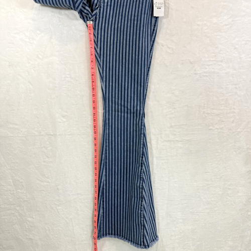 Wisteria Lane Jeans Ultra Flare Jeans Stripes Stretch Long Retro Medium - Picture 6 of 9