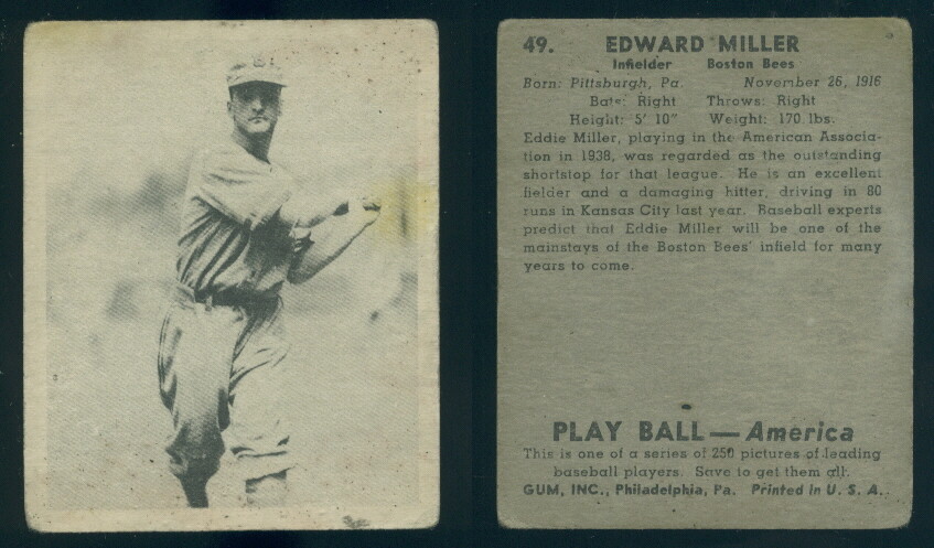 (63547) 1939 Play Ball 49 Eddie Miller Bees-GD
