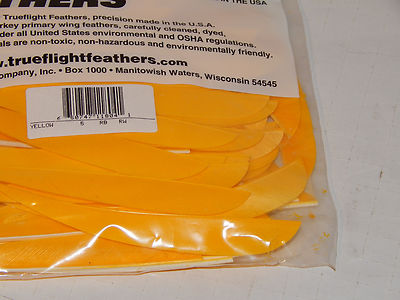 Beutel Naturfedern  Trueflight 100 Stück GELB Parabol RH  ca. 5''  -  12,5cm