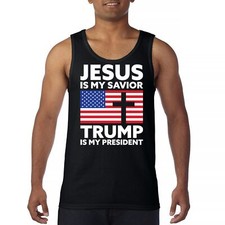 Jesus is My Savior Trump Is My President Tank Top 2024 Christian FJB Men's Top