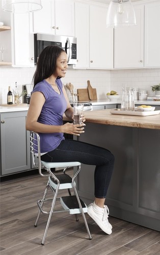 Functional Teal Chair with Flip-Up Step Stool and Non-Marring Legs - Adult Size - Picture 7 of 11