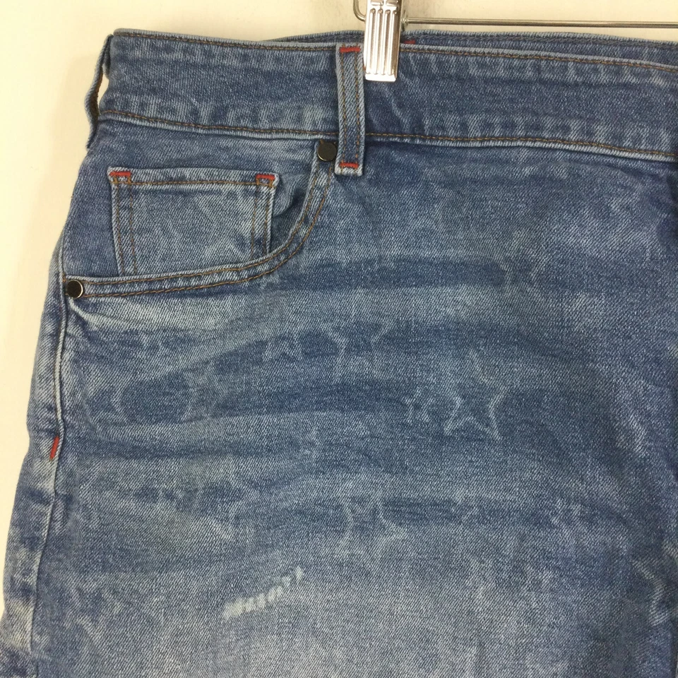 Pantalones cortos de mezclilla Lane Bryant para mujer mezcla de algodón estampado de estrellas tiro bajo corte azul 26 Foto 2 de 4