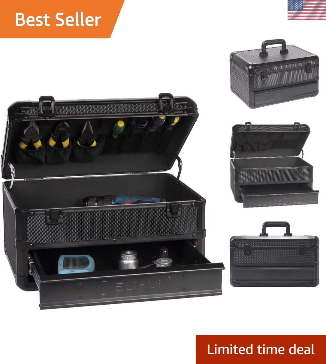 Heavy-Duty Tool Box Organizer with Drawers - Portable Hard Case Storage
