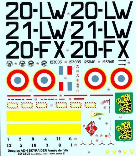 Berna Decals 1/32 DOUGLAS AD-4 SKYRAIDER French Navy - Picture 2 of 2