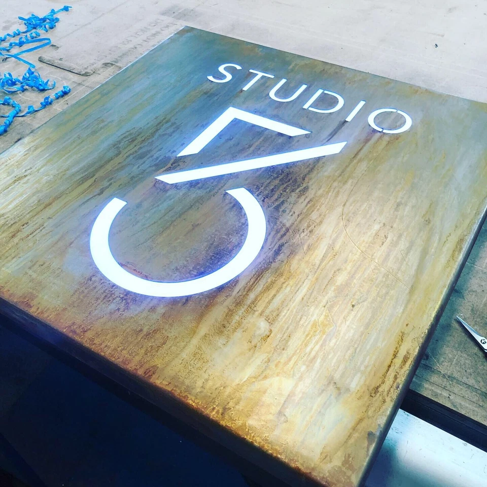 Illuminated LED Rusted Steel House Mail Box Signs Plaques Custom Made Laser Cut  - Image 3 of 4