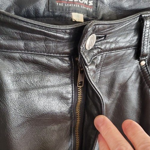 Womens Black Leather Pants Size 8 Medium Motorcycle Biker Rock Grunge 28x30.5" - Picture 8 of 14