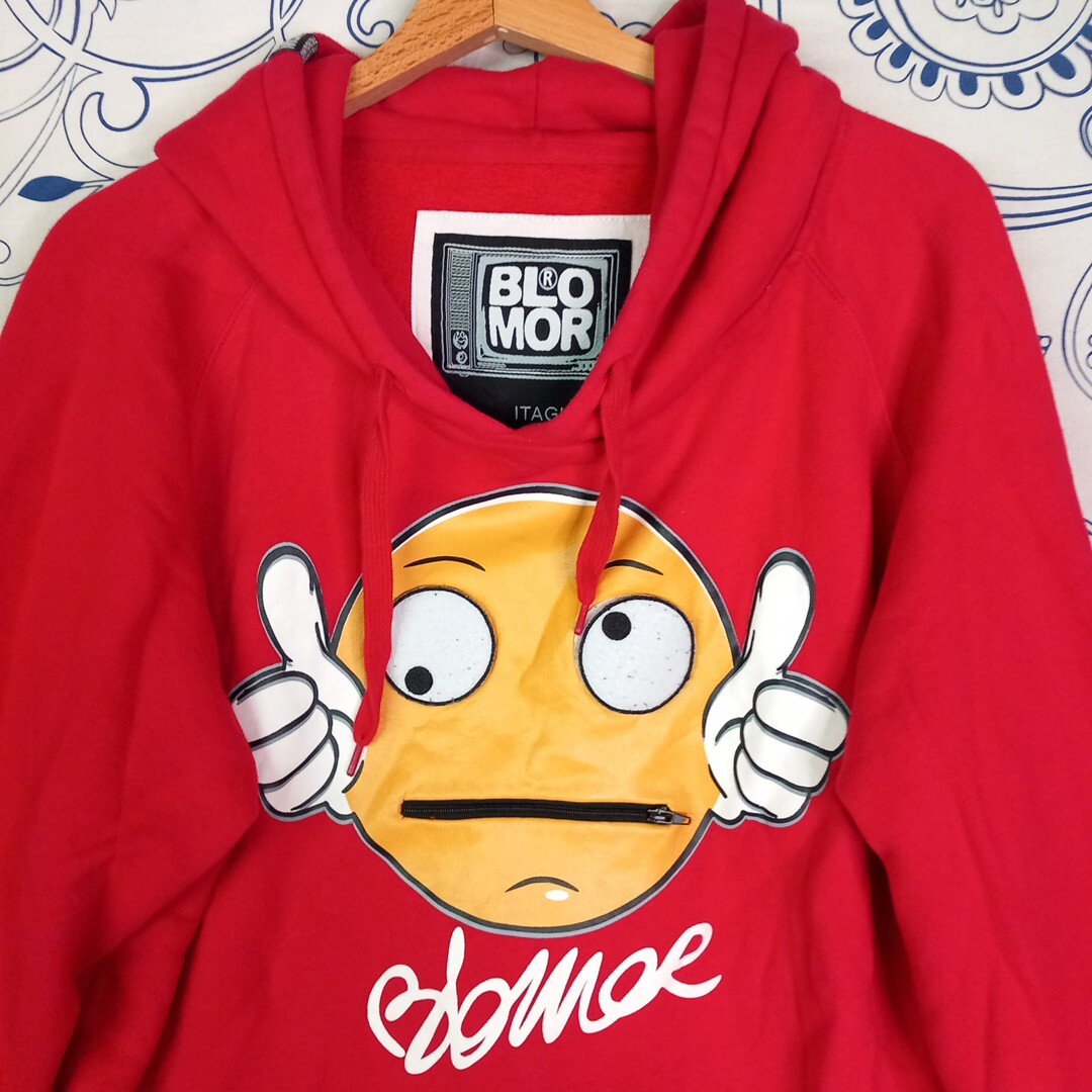 BLOMOR FELPA CON CAPPUCCIO SMILE ZIP HOODED UMORISMO XL TREND URBAN EMOJI POCKET