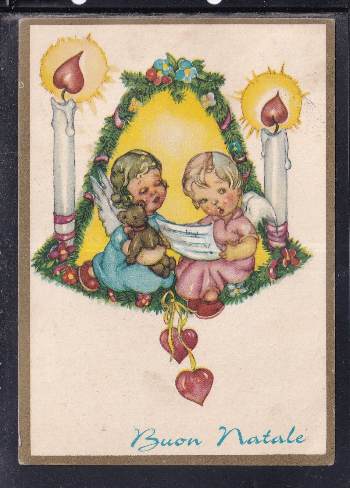 Cartolina Buona Pasqua Angeli che Cantano Candele ZB1386