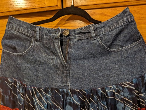 Denim & Cloth boho hippie flowing ruffle maxi skirt Leopard print Pockets Size M - Picture 8 of 10