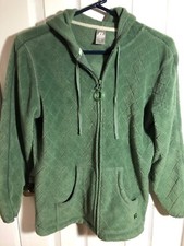 Russell Athletic Fleece Hoodie Green Womens Diamond Pattern Zip Medium Vintage